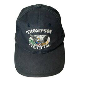 Thompson Cigar Co Embroidered Hat 100% Cotton Navy Blue Tampa Florida Hook Loop